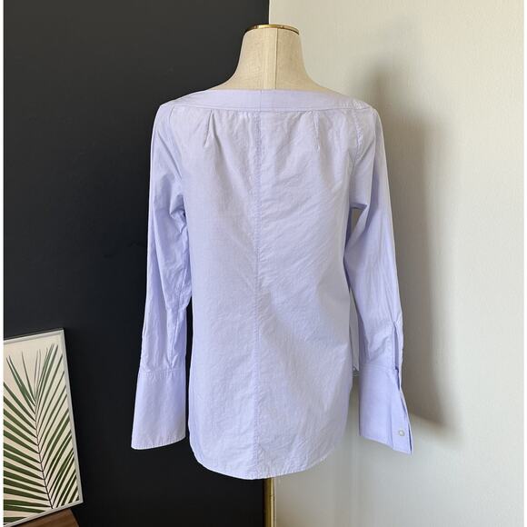 A.L.C. BELL SLEEVE BUTTON UP Shirt Blouse Lavender Periwinkle Collarless - Picture 9 of 9